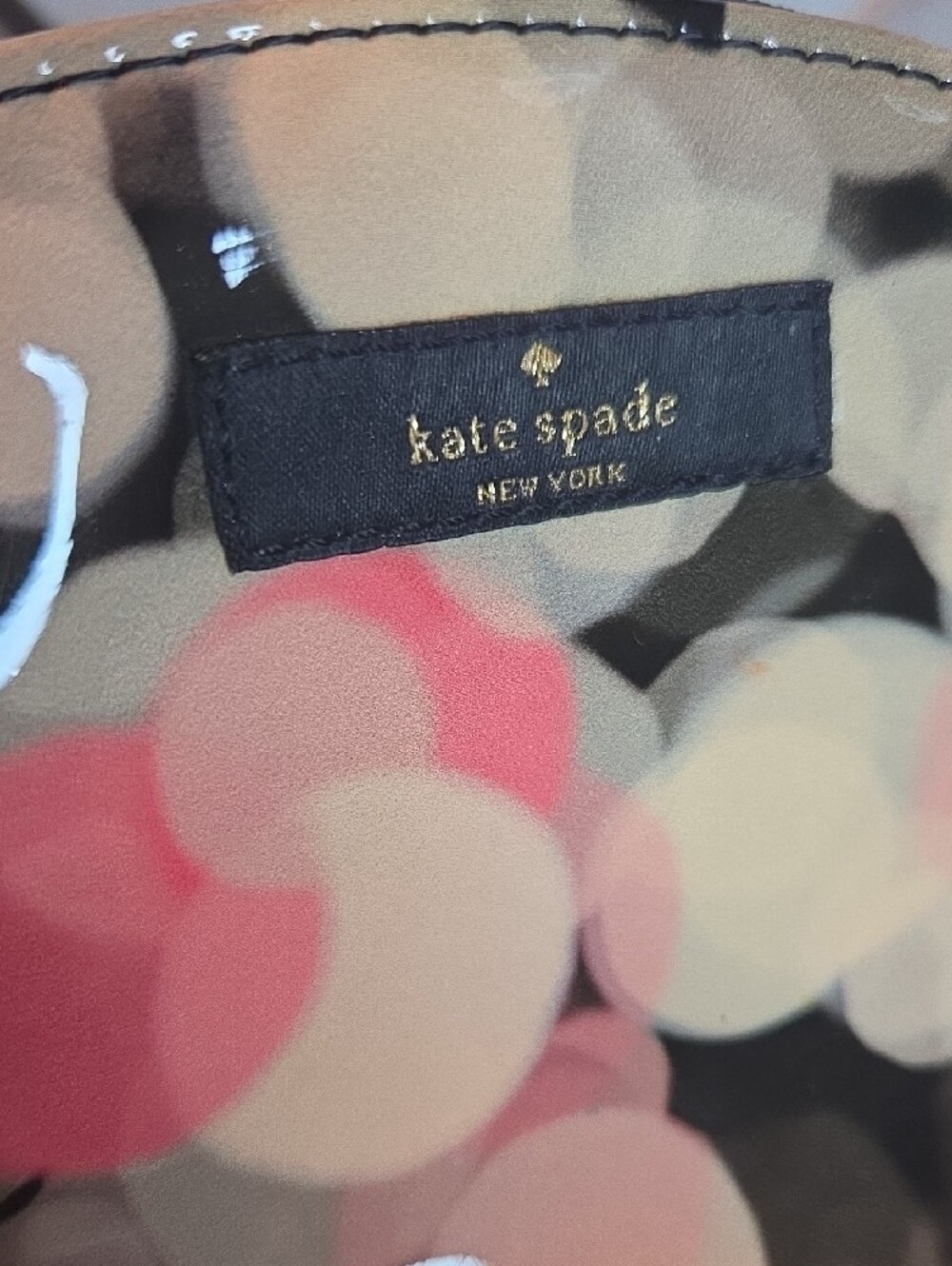 kate spade glossy bokeh cosmetic pouch in black, pink & white - Picture 3 of 8
